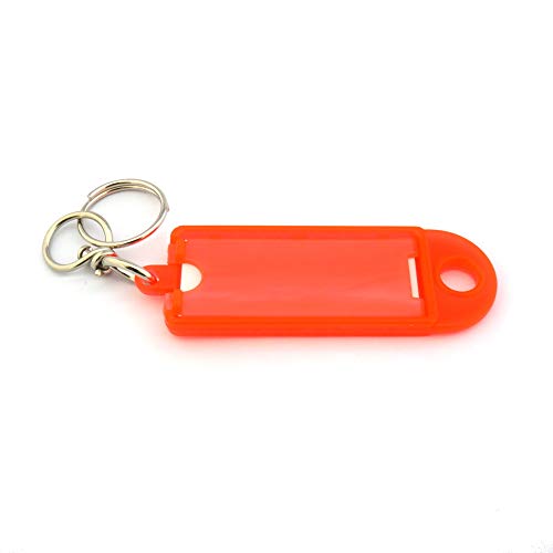 Schlüsselanhänger mit Ring & Wirbel und Beschriftungsfeld - Aufklappbar - 60x22mm - Orange - 10 Stück von FELGNER