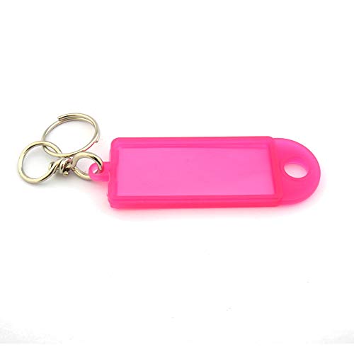 Schlüsselanhänger mit Ring & Wirbel und Beschriftungsfeld - Aufklappbar - 60x22mm - Pink - 10 Stück von FELGNER