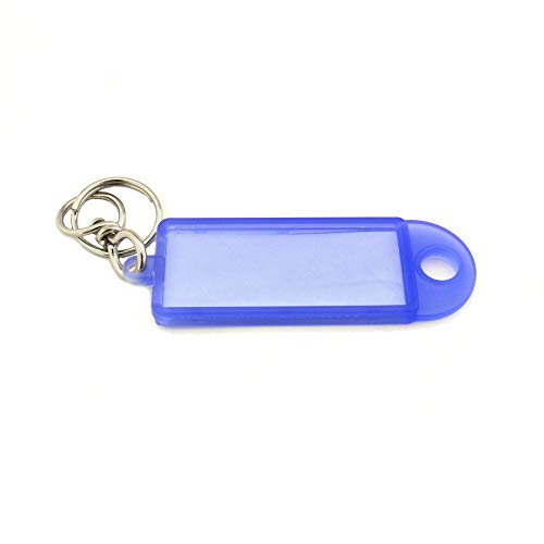 Schlüsselanhänger mit Ring & Wirbel und Beschriftungsfeld - Aufklappbar - 60x22mm - blau - 10 Stück von FELGNER