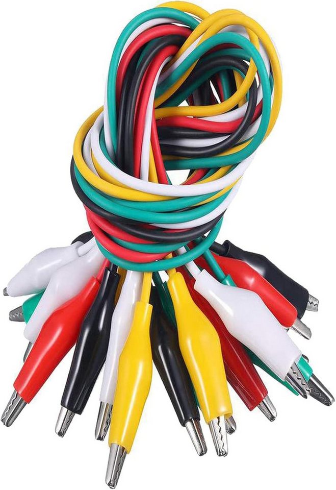 FELIXLEO 10 Stück Krokodilklemmen mit Kabel, Prüfleitungen (50 cm) Netzkabel von FELIXLEO