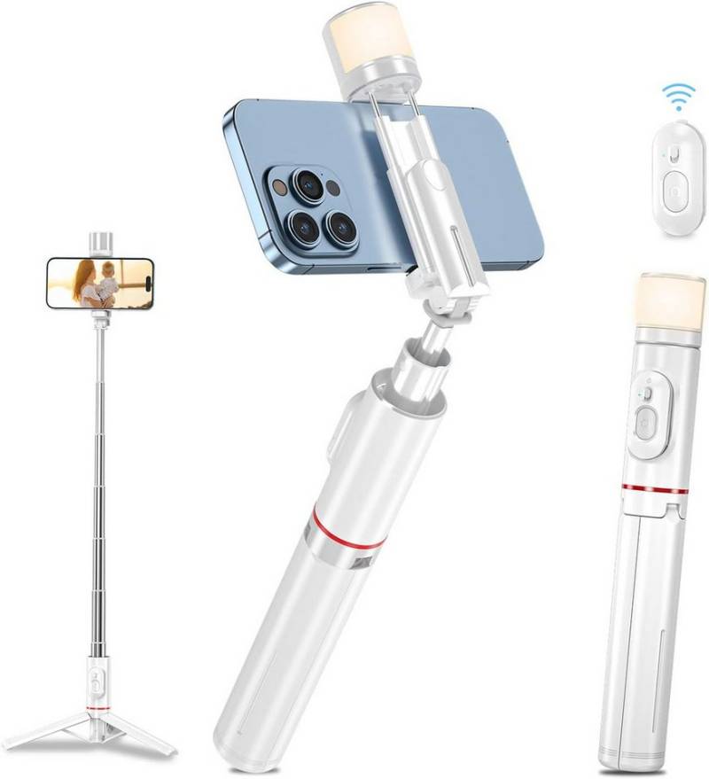 FELIXLEO Handyhülle Bluetooth Selfie Stick Stativ 3in1 Erweiterbar aus Aluminium Weiß von FELIXLEO