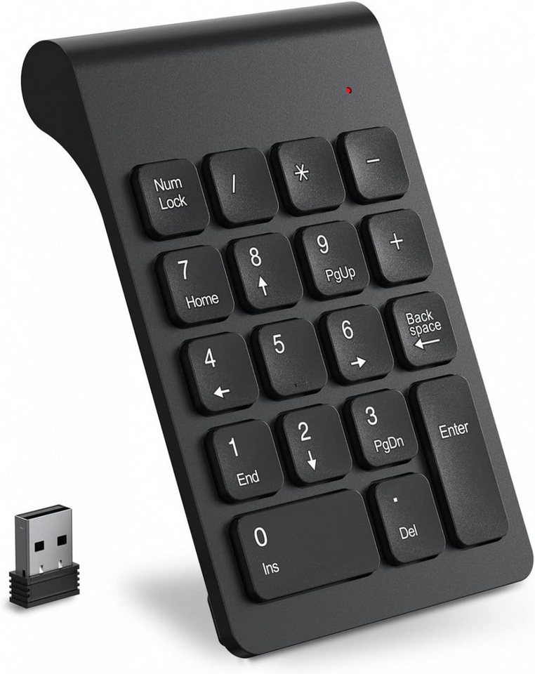 FELIXLEO Kabelloser Ziffernblock, 2,4 G Tragbarer, Mini-Nummernblock18 Tasten USB-Tastatur von FELIXLEO