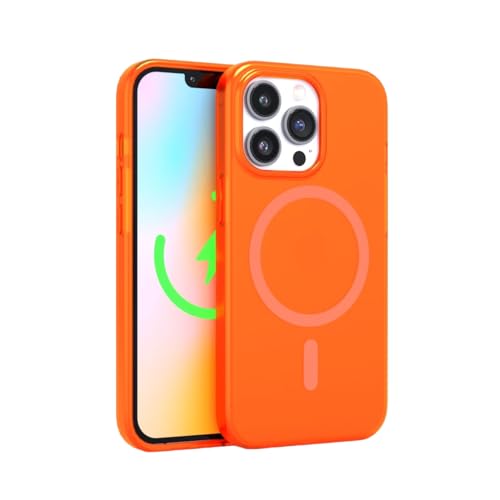 FELONY CASE - Neon Orange Crystal Clear Handyhülle für iPhone 13 Pro, kompatibel mit MagSafe - 360° Stoßfeste Schutzhüllen Entwickelt für Apple iPhone 13 Pro von FELONY CASE