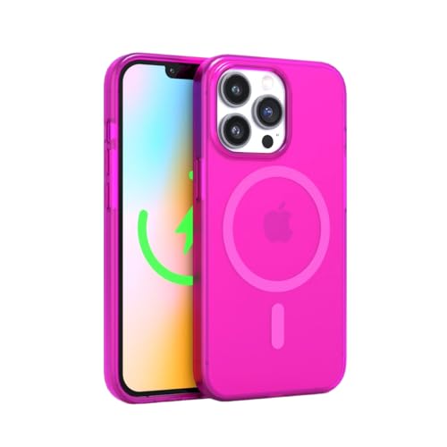 FELONY CASE - Neon Pink Crystal Clear Handyhülle für iPhone 14 Pro Max, kompatibel mit MagSafe - 360° Stoßfeste Schutzhüllen Entwickelt für Apple iPhone 14 Pro Max von FELONY CASE