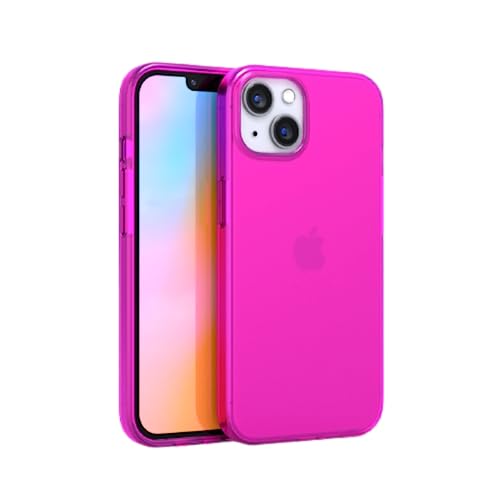 FELONY CASE - iPhone 13 Neon Pink Clear Schutzhülle, TPU und Polycarbonat Stoßdämpfende helle Abdeckung - Rissfest mit glänzender Oberfläche - Wireless Charging kompatibel von FELONY CASE