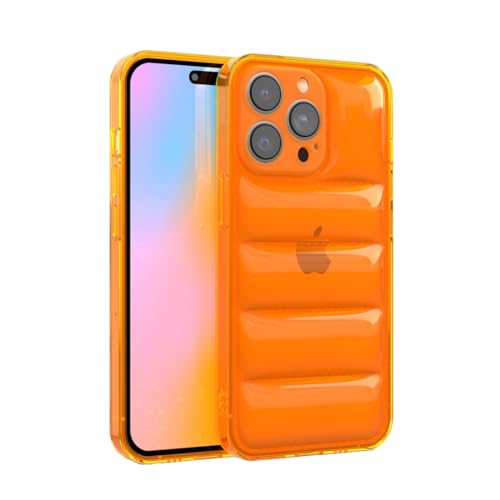 FELONY CASE - iPhone 14 Pro Max Neon Orange Puffer Case, Clear Cushioned Bright Cover with Shockproof Bumper - Flexible and Lightweight Protective Case - Full iPhone and Camera Protection von FELONY CASE