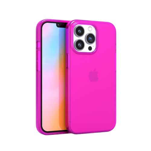 FELONY CASE - iPhone 14 Pro Max Neon Pink Clear Schutzhülle, TPU und Polycarbonat Stoßdämpfende helle Abdeckung - Rissfest mit Glanz-Finish - Voller iPhone-Schutz von FELONY CASE