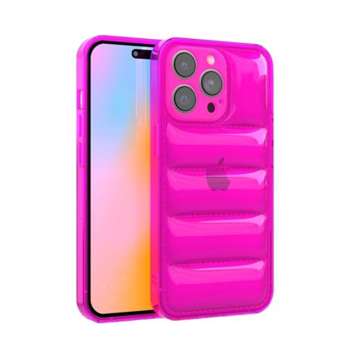 FELONY CASE - iPhone 14 Pro Max Neon Pink Puffer Case, Clear Cushioned Bright Cover mit stoßfestem Bumper Flexible und leichte Schutzhülle, vollständiger iPhone- und Kameraschutz von FELONY CASE