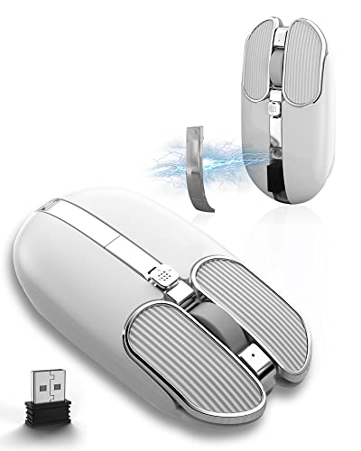 2.4G Wireless Wiederaufladbare Gaming-Maus, leichte kernlose Mäuse mit multifunktionalem Joystick und magnetischem USB-Empfänger, 8 programmierbare Tasten, 5 einstellbare DPI für Gaming & Office von FELiCON