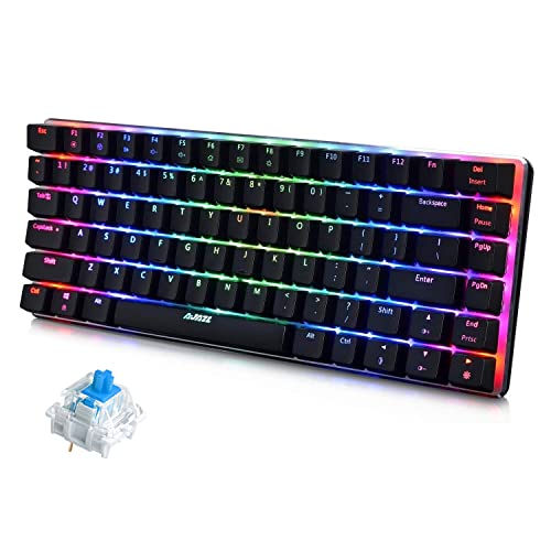 AK33 USB-Kabelgebundene Mechanische Gaming-Tastatur, 80 % Blaue Schalter Keyboard mit 19 RGB-Chroma-LED-Hintergrundbeleuchtung, 82 Tasten Anti-Ghosting-Metallpanel für PC, Mac und Laptop-Schwarz von FELiCON