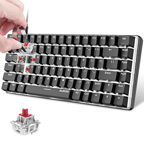 FELiCON AK33 Hotswapple Gaming-Tastatur, TKL 80% Mechanische Rote Schalter Keyboard mit weiße LED-Backlit, ABS-Tastenkappe, USB-Typ-C Verkabelt, 82 Tasten Anti-Ghosting, für PC, Laptop, Mac-Schwarz von FELiCON