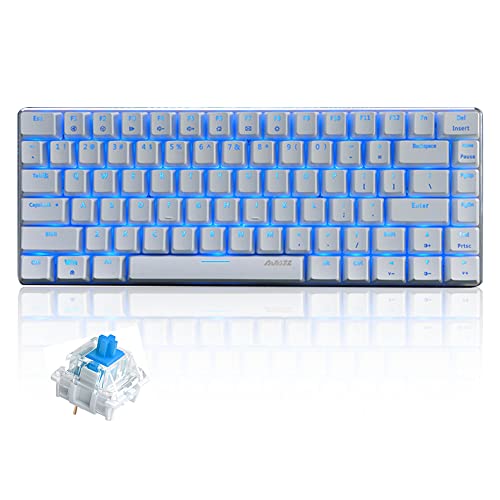 FELiCON AK33 USB-Kabelgebundene Mechanische Gaming-Tastatur, 80% Blaue Schalter Keyboard mit Blaue-LED-Hintergrundbeleuchtung, 82 Tasten Anti-Ghosting-Metallpanel für PC, Mac und Laptop-Weiß von FELiCON
