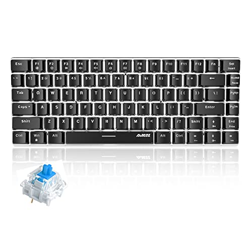 FELiCON AK33 USB-Kabelgebundene Mechanische Gaming-Tastatur, 80% Blaue Schalter Keyboard mit Weiß-LED-Hintergrundbeleuchtung, 82 Tasten Anti-Ghosting-Metallpanel für PC, Mac und Laptop-Schwarz von FELiCON
