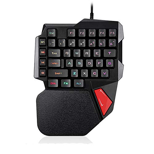 FELiCON Einhand-Gaming-Tastatur K108 Wired Game Keypad 38 Tasten 3 Farben LED-Hintergrundbeleuchtung USB Anti-Ghosting Mechanisches Spielbrett Einhand Pro-Gamer-Tastatur mit Handballenauflage von FELiCON