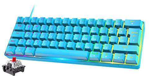 FELiCON Mini 60% RGB Gaming-Tastatur,Mechanischer Red Switch mit Kompakten 62 Tasten,18 RGB LED-Chroma-Hintergrundbeleuchtung, Abnehmbares USB-Typ-C-Kabel,UK-Layout, Ergonomic for PC Mac Laptop-Blau von FELiCON