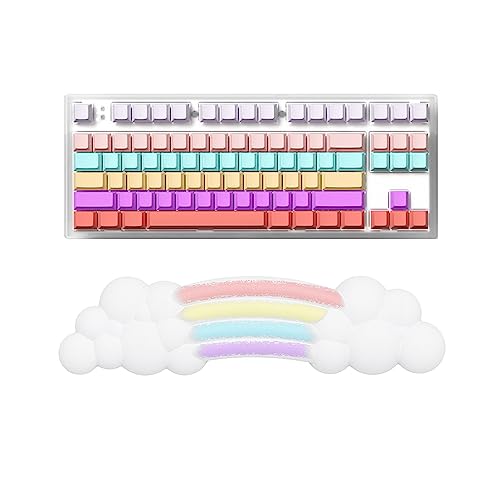 Handballenauflage Rainbow Cloud Keyboard Wrist Rest Ergonomische Handgelenkstütze Memory Schaum Kissen – Wolkenweicher Komfort – Rutschfeste Gummibasis für Computer/Laptop/Büro/Gaming/Schreiben – Bunt von FELiCON