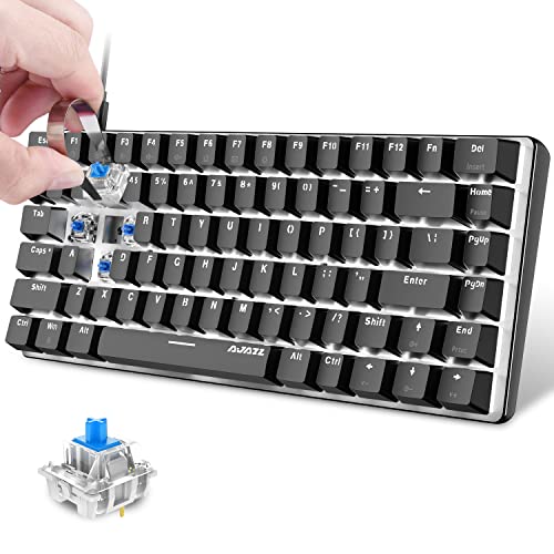 Hotswapple Gaming-Tastatur, 80% Mechanische Blaue Schalter Keyboard mit weiße LED-Hintergrundbeleuchtung, ABS-Tastenkappe, USB-Typ-C Verkabelt, 82 Tasten Anti-Ghosting, für PC, Laptop, Mac-Schwarz von FELiCON
