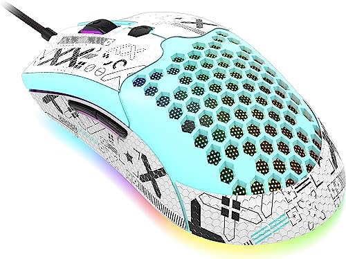 Leichte Gaming-Maus, kabelgebunden mit rutschfestem Griffband, 12000 dpi, hintergrundbeleuchtete Mäuse mit 7 Tasten, programmierbar, ultraleichte Wabenschale, ultraweave, Kabelmaus für PC-Gamer, Xbox von FELiCON