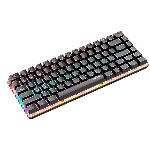 Mechanische Bluetooth-Tastatur, kabellos und verkabelt, zwei Modi, 3 Bluetooth-Verbindungskanäle, 18 RGB-Chroma-Regenbogen-Hintergrundbeleuchtung, 82 Tasten, Anti-Ghosting, QWERTY(Blue Switch/Black) von FELiCON