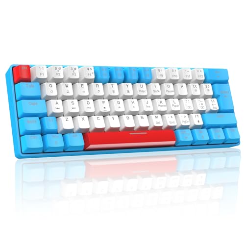 Mini 60% Gaming-Tastatur Kabelgebundene mechanische Keyboard, Kompakte Tragbare 62 Tasten, UK-Layout, 19 RGB-Chroma-Backlit, Abnehmbarer USB-Typ C, für PC, Laptop, Mac, PS4,Xbox (Blau/Rotschalter) von FELiCON