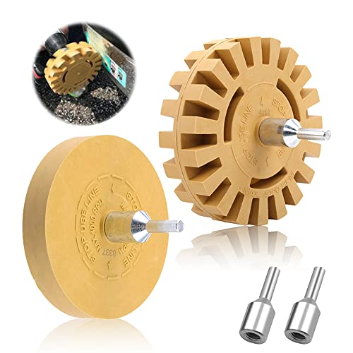 FENGQ Folienradierer, 2PCS Radierscheibe, Radierer Bohrmaschine Klebereste Entfernen, Radierer Akkuschrauber Entfernen von Folien und Aufklebern für Oder Auto(Ø20 mm / 88 mm) von FENGQ