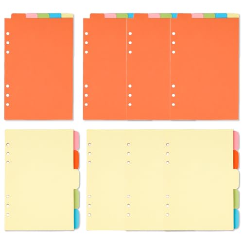 Ordner Trennblätter 8 Sets Ordner A5 Ringbuch Register Index ​Teiler 6 Loch A5 register Quer und Vertikale für Notizblock, Ringbuch, Planer von FENGQQKJ