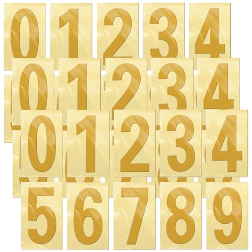 Hausnummer Klebend Klebezahlen Wetterfest Reflektierende Nummernaufkleber Number Stickers Groß Zahlen Aufkleber Selbstklebende Türnummer Mailbox Gold Numbers Vinyl Wasserdichte für Briefkästen von FENGQQKJ