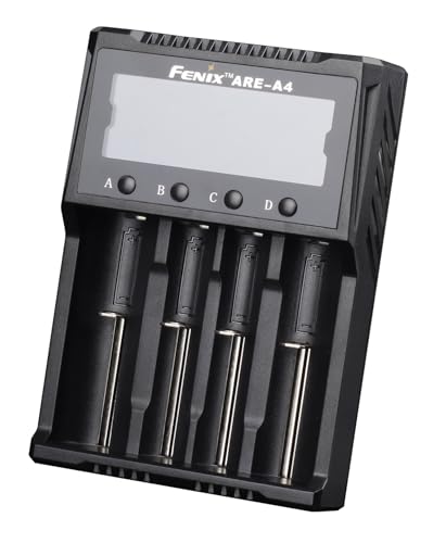 Fenix Are-A4 Akku Ladegerät, Intelligentes Multifunktions-Ladegerät mit 4 Ladeschächten und Display,für NI-MH/NI-Cd Akkus und AA AAA Mignon Micro von FENIX