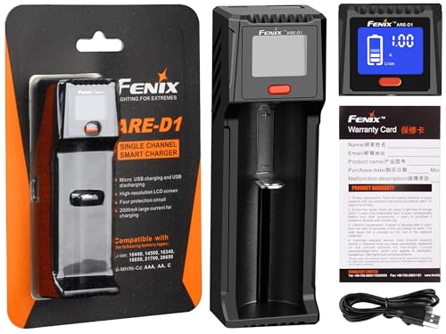 fenix Are-D1 Single Bay Smart Charger für NimH & Li-Ion Akkus, Schwarz von Fenix