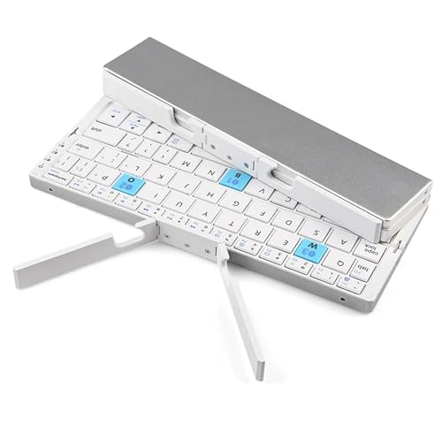 FENOHREFE Kompakte, faltbare Bluetooth-kompatible Tastatur mit Ständer, kabellose Tastatur, langlebige Akkulaufzeit, einfach zu transportieren, tragbare kabellose Tastatur von FENOHREFE