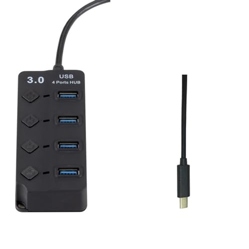 USB/Typ C Hub 4 Ports USB Extender Splitter mit einzelnen Schaltern für verschiedene Geräte und Arbeitsumgebungen USB Hub für Laptops von FENOHREFE