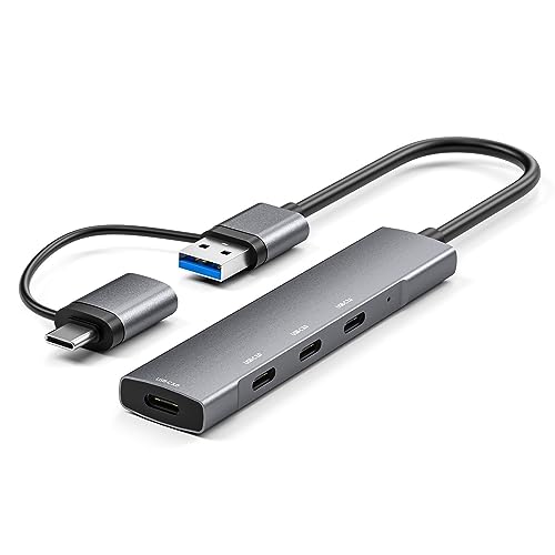 USB C/USB auf USB C Hub 4 Ports Aluminium USB Typ C auf USB Adapter mit 4 USB C Ports Hub Adapter für Laptop 5Gbps USB C Hub Multiport Adapter von FENOHREFE