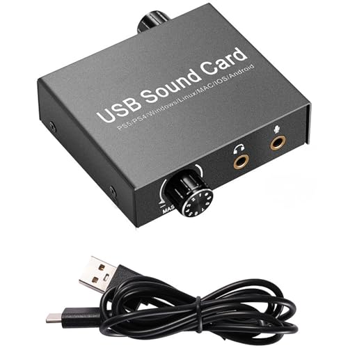 USB-Soundkarte, Kopfhörer-Adapter, Soundkarte für Lautsprecher, Laptop, Computer, externe Soundkarte, 3,5 mm Typ-C-Ladeanschluss, Laptop-Soundkarte von FENOHREFE