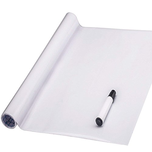 FENTIS Selbstklebender Whiteboard-Aufkleber Wandaufkleber Tafel aus Kunststoff Vinyl Aufkleber Wandkontaktpapierrolle für Kinder Heimwerken Funktioniert Schule Klassenzimmer Zuhause Büro 44x400cm von FENTIS
