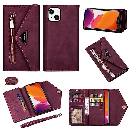 FERLAN Handyhülle für Samsung Galaxy A31 5G,Brieftasche Handyhülle Leder Wallet Case Hülle Tasche Geldbörse Flip Cover Klapphülle mit Kartenfach Handschlaufe Lanyard Handytasche,Weinrot von FERLAN