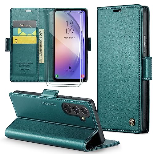 FERLAN Handyhülle für Samsung Galaxy A54 5G Hülle + 2 Stück Panzer Schutz Glas, Premium PU Schutzhülle, Magnetisches Flip Case für Samsung Galaxy A54 5G- Grün von FERLAN