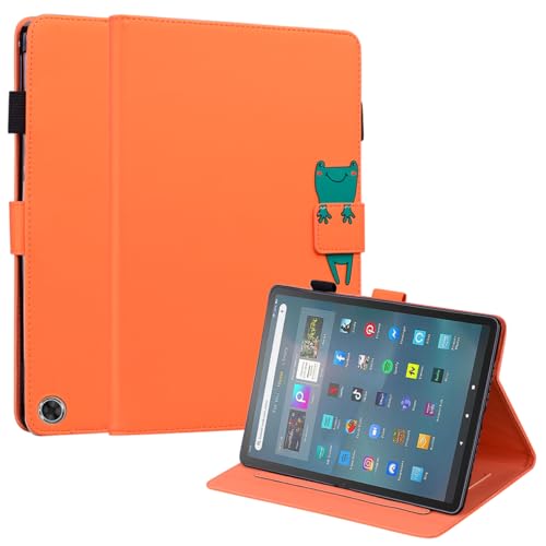 FERLAN Hülle für Amazon Fire Max 11,mit Stifthalter,Lustig Süße Cartoon Dünner Ständer Stoßfeste Tablet Schutzhülle für Amazon Fire Max 11- Orange von FERLAN