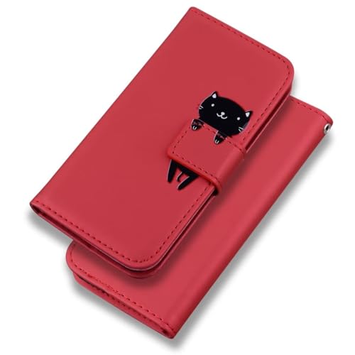 FERLAN Hülle für Huawei Honor 8X Handyhülle mit Tier Muster PU Lederhülle Kartenfach Magnet Klapphülle 360 Stoßfest Schutzhülle Flip Case Cover Tasche Brieftasche Handytasche - Rot von FERLAN