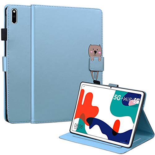FERLAN Hülle für Huawei MatePad 10.4",mit Stifthalter,Lustig Süße Cartoon Dünner Ständer Stoßfeste Tablet Schutzhülle für Huawei MatePad 10.4"- Blau von FERLAN