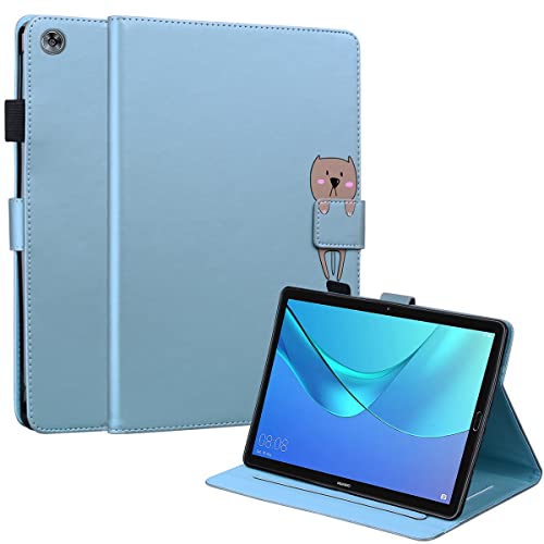 FERLAN Hülle für Huawei MediaPad M5 10.8 CMR-AL09 CMR-W09,mit Stifthalter,Lustig Süße Cartoon Dünner Ständer Stoßfeste Tablet Schutzhülle für Huawei MediaPad M5 10.8 CMR-AL09 CMR-W09 - Blau von FERLAN