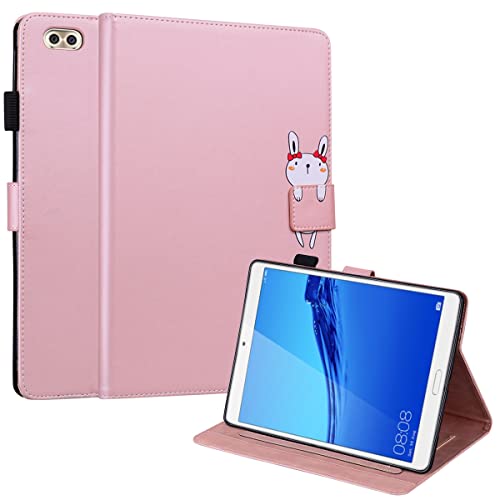 FERLAN Hülle für Huawei MediaPad M5 Lite 8",mit Stifthalter,Lustig Süße Cartoon Dünner Ständer Stoßfeste Tablet Schutzhülle für Huawei MediaPad M5 Lite 8"- Roségold von FERLAN