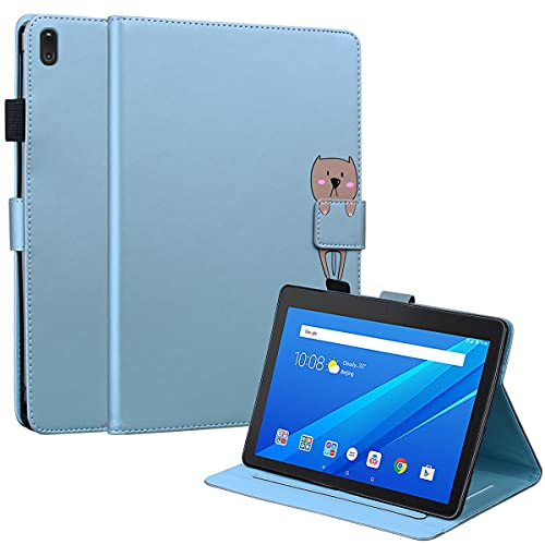 FERLAN Hülle für Lenovo Tab E10 TB-X104F 10.1",mit Stifthalter,Lustig Süße Cartoon Dünner Ständer Stoßfeste Tablet Schutzhülle für Lenovo Tab E10 TB-X104F 10.1"- Blau von FERLAN
