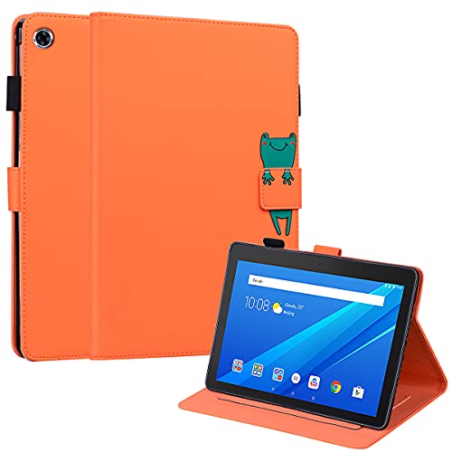 FERLAN Hülle für Lenovo Tab E10 TB-X104F 10.1",mit Stifthalter,Lustig Süße Cartoon Dünner Ständer Stoßfeste Tablet Schutzhülle für Lenovo Tab E10 TB-X104F 10.1"- Orange von FERLAN