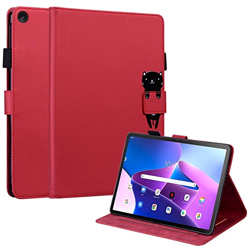 FERLAN Hülle für Lenovo Tab M10 Plus 3rd Gen 10.6" 2022,mit Stifthalter,Lustig Süße Cartoon Dünner Ständer Stoßfeste Tablet Schutzhülle für Lenovo Tab M10 Plus 3rd Gen 10.6" 2022- Rot von FERLAN