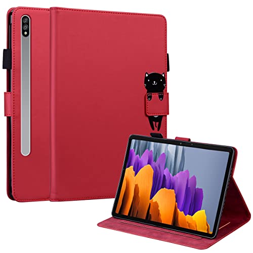 FERLAN Hülle für Samsung Galaxy Tab S8 2022/S7 2020 11",mit Stifthalter,Lustig Süße Cartoon Dünner Ständer Stoßfeste Tablet Schutzhülle für Samsung Galaxy Tab S8 2022/S7 2020 11"- Rot von FERLAN
