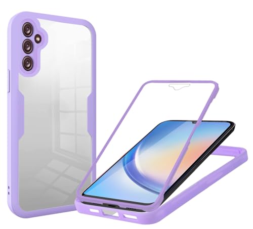 FERLAN Kompatibel für Samsung Galaxy A34 5G 360 Grad Schutzhülle Vorne und Hinten Handyhülle Ganzkörper Case,Fallschutz Kratzfest staubdicht für Samsung Galaxy A34 5G hülle- Lila von FERLAN