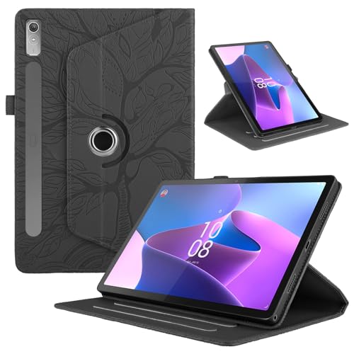 FERLAN Magnetische Hülle für Lenovo Tab P11 Pro Gen 2/P11 Pro (2nd Gen) 11.2" 2022,mit Stifthalter,360°-Drehbarer-Ständer,Baum des Lebens Muster Dünner Ständer Stoßfeste Tablet Schutzhülle - Schwarz von FERLAN