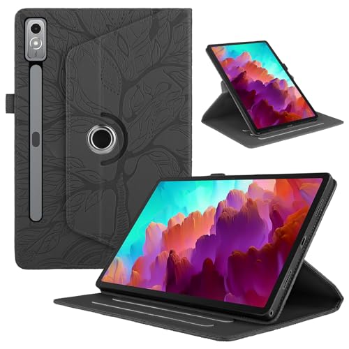 FERLAN Magnetische Hülle für Lenovo Tab P12 Pro 12.6" 2023/P12 12.7" 2023,mit Stifthalter,360°-Drehbarer-Ständer,Baum des Lebens Muster Dünner Ständer Stoßfeste Tablet Schutzhülle - Schwarz von FERLAN