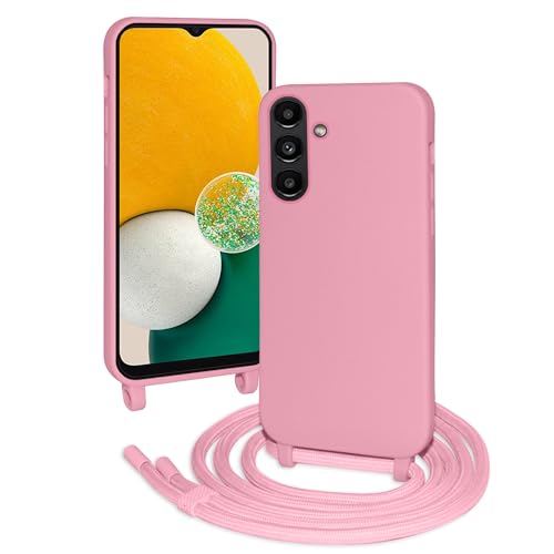 FERLAN Silikon Handykette für Samsung Galaxy A13 5G Hülle mit Band,Stylische Verstellbarer Halskette Handyhülle,Necklace Hülle mit Band,Handyhülle für zum Umhängen,Rosa von FERLAN