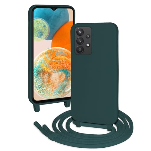 FERLAN Silikon Handykette für Samsung Galaxy A23 4G/A23 5G Hülle mit Band,Stylische Verstellbarer Halskette Handyhülle,Necklace Hülle mit Band,Handyhülle für zum Umhängen,Dunkelgrün von FERLAN